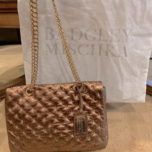 Badgley Mischka copper metallic leather bag NWOT